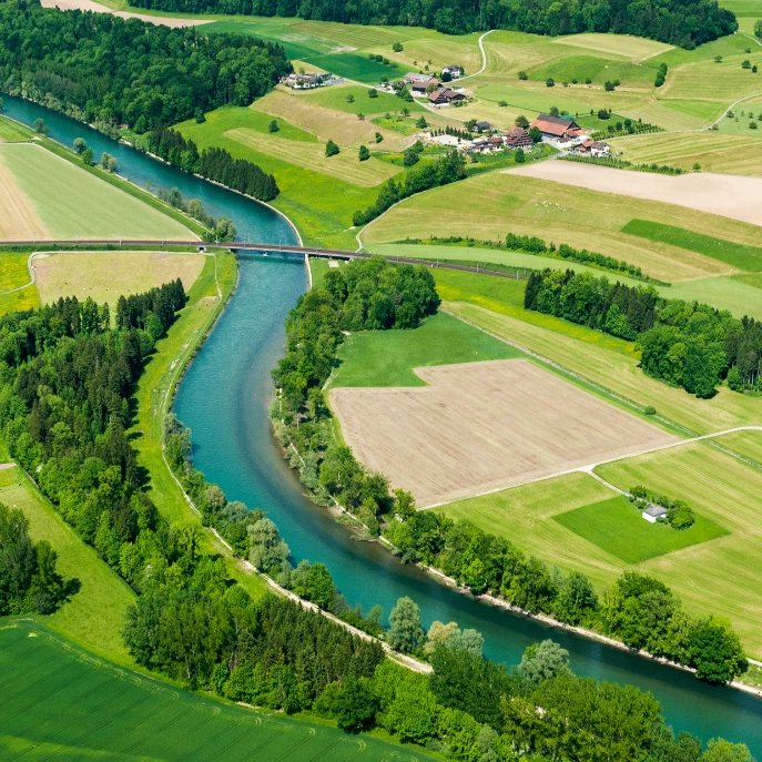 Teich mit Pufferstreifen